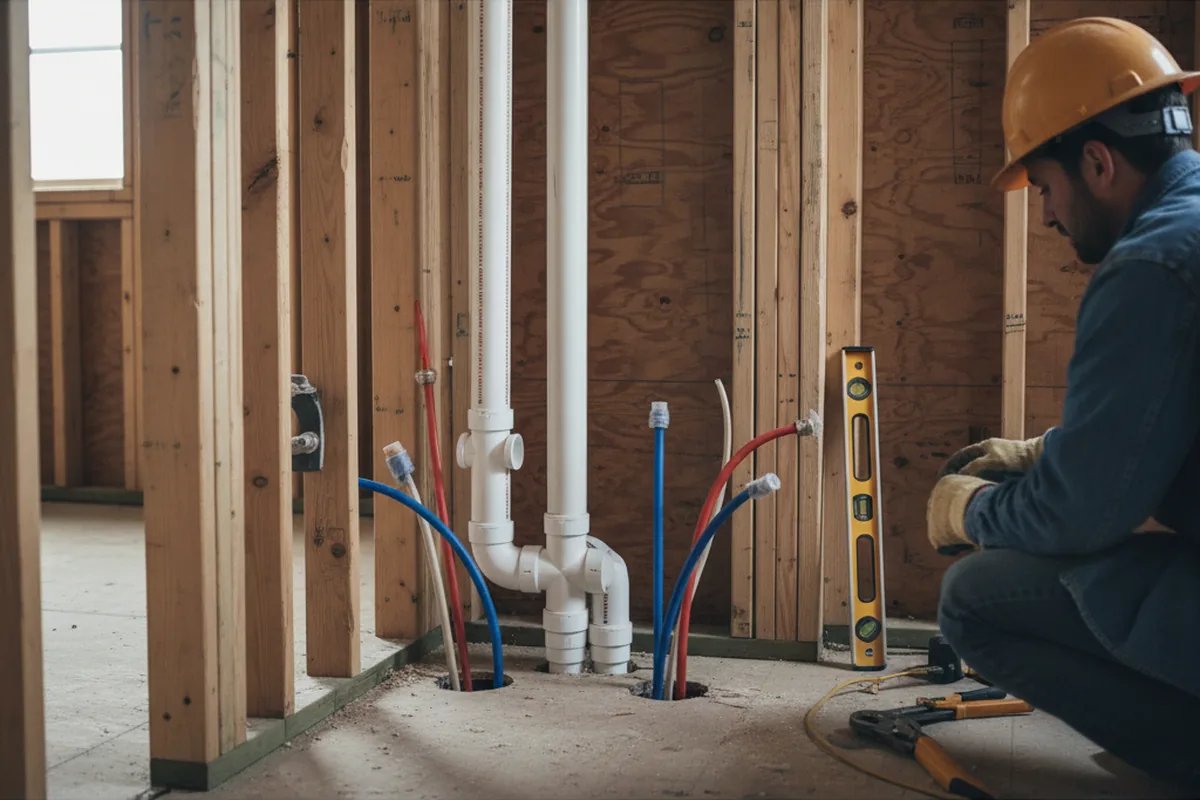 Drain and supply rough-in during Leak Detection in Colwich